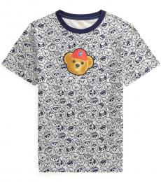 Ralph Lauren Boys Heather Navy P-Wing Polo Bear T-Shirt