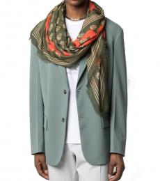 Alexander McQueen Greenish Brown Skull Pattern Scarf