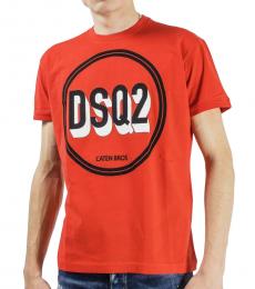 Dsquared2 Orange Printed Very Very Dan Fit T-Shirt