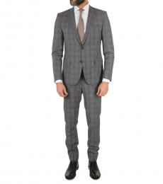 Corneliani Dark Grey Reset Plaid Virgin Wool Suit