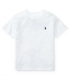 Boys White Jersey Crewneck T-Shirt