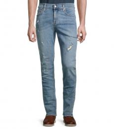 7 For All Mankind Blue Paxtyn Skinny-Fit Distressed Jeans