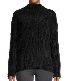 BCBGMaxazria Black Cotton-Blend Sweater