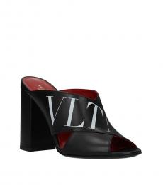 Valentino Garavani Black Leather Logo Heels