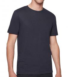 Dark Blue Solid Cotton T-Shirt