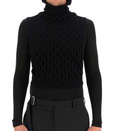 Black Sleeveless Net Effect Sweater