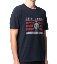 Navy Blue Logo-Print T-Shirt