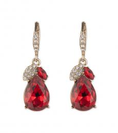 Red Single Pear Drop Earrings