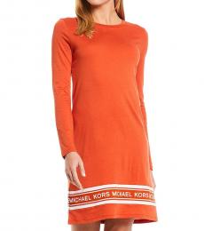 Michael Kors Orange Long Sleeve T-Shirt Dress
