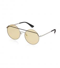 Alexander McQueen Light Brown Round Sunglasses