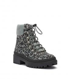 Lucky Brand Grey Leopard Print Eavan Boots