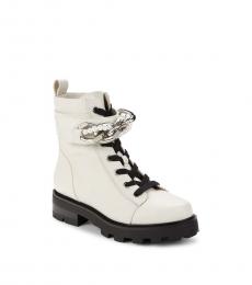 Karl Lagerfeld White Pearl Chain Ankle Boot