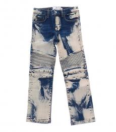 Philipp Plein Little Boys Blue Regular Fit Bleached Jeans