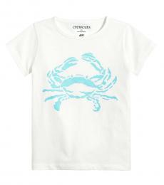 J.Crew Little Girls Jc Crab White Aqua Graphic T-Shirt