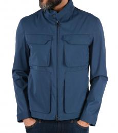 Dark Blue Id Full Zip Identity Utility Fatigue Jacket With Removable Hood