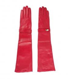 Red Long Leather Gloves