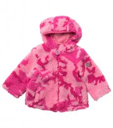 DKNY Baby Girls Pink Camo Print Plush Fleece Jacket