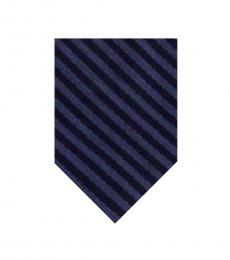 Blue Streamline Striped Slim Silk Tie