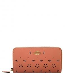 Coach Pink Perforated Accordion Zip Around Wallet