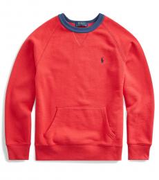 Ralph Lauren Boys Sunrise Red Twill Terry Sweatshirt