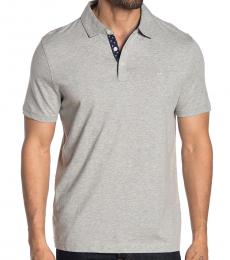 Michael Kors Heather Grey Paisley Placket Knit Polo