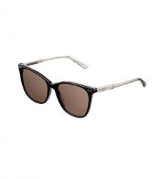 Bottega Veneta Black Cat-Eye Round Sunglasses