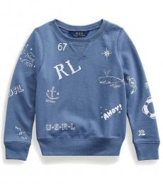 Ralph Lauren Little Girls Washed Capri Blue Graphic Pullover