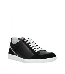 Emporio Armani Black Leather Sneakers
