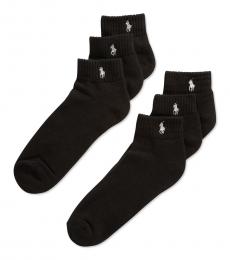 Black Classic Quarter Socks 6 Pairs