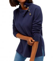 J.Crew Navy Wide Button-Collar Tunic Sweatshirt