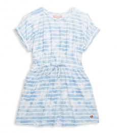 Little Girls Ocean Blue Yummy Tie-Dye Dress