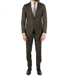 Corneliani Dark Brown Tattersall Check Virgin Wool Suit