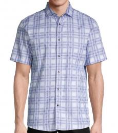 Blue Printed Short-Sleeve Shirt