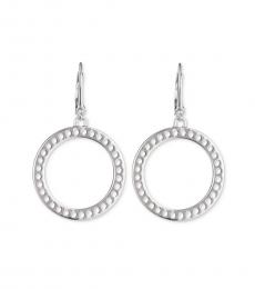 Silver Perforated Open Circle Drop Earrings