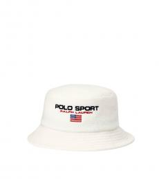 Ralph Lauren White Polo Sport Fleece Bucket Hat