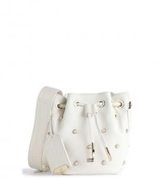 White Pearl Studded Mini Bucket Bag