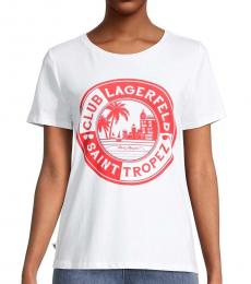 Karl Lagerfeld White Graphic Logo T-Shirt