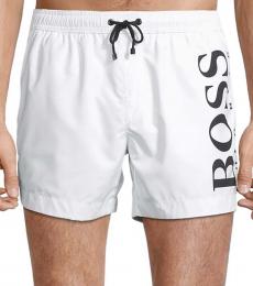 Hugo Boss White Whitefish Logo Swim Shorts