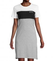 DKNY Light Grey Colorblock T-Shirt Dress