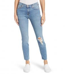 7 For All Mankind Light Blue Ankle Cut Denim Jeans