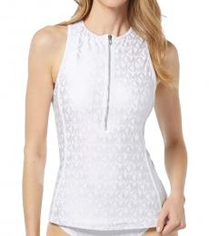 Michael Kors White Logo Tankini Swim Top 