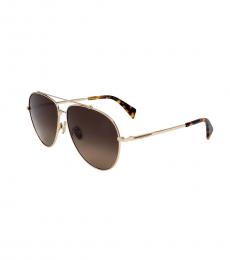 Lanvin Golden Brown Gradient Pilot Sunglasses