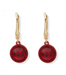 DKNY Golden Red Stone Drop Earrings