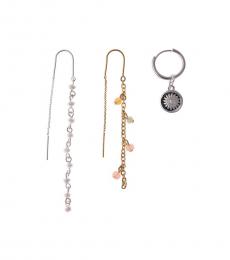 Lucky Brand Multi Color Drop Trio Earring Set
