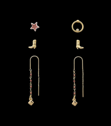 Lucky Brand Two Tone Cowboy Boot Earring Set