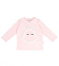 Moncler Baby Girls Pink Fur Logo T-Shirt