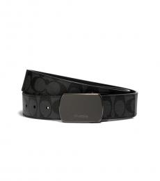 Coach Black-Charcoal Plaque Buckle Reversible Belt