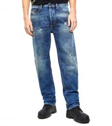 Blue  Vintage Effect D-Macs Straight Fit Jeans 