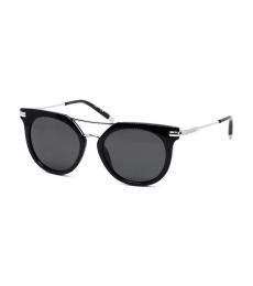 Calvin Klein Black-Silver Modified Pilot Sunglasses