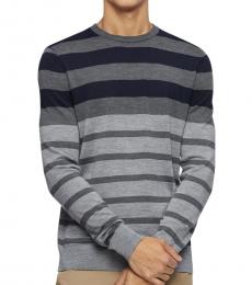 Calvin Klein Dark Grey Striped Wool-Blend Sweater